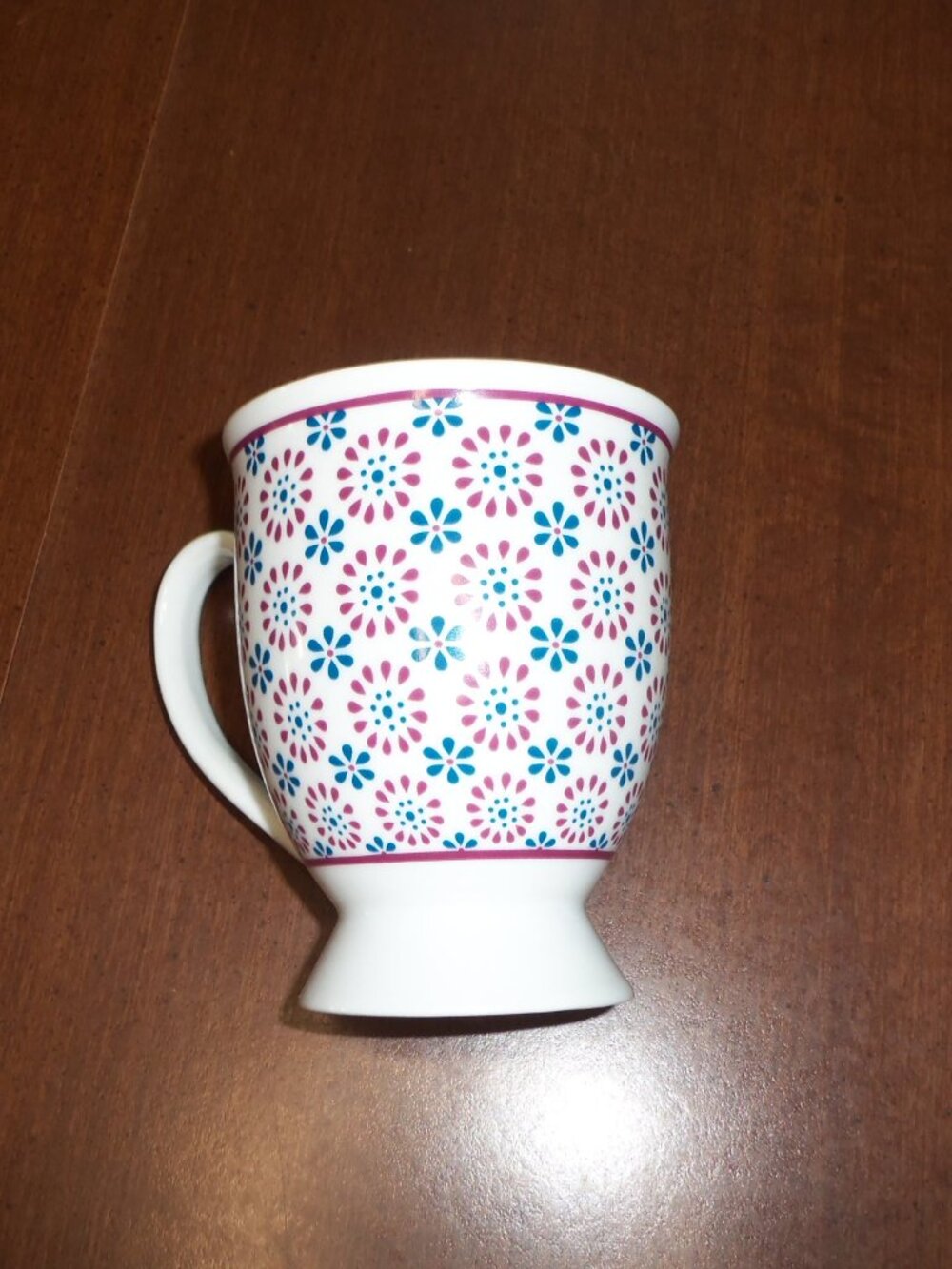 Vintage Target Bohemian Pedestal Coffee Mug Red White and Blue Porcelain Tea Cup